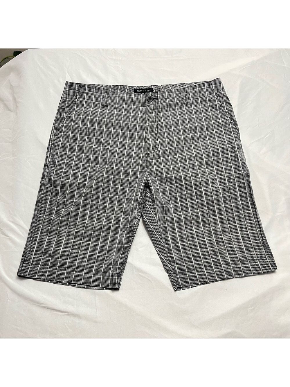Britches Plaid Flat Front Chino Shorts Mens 38